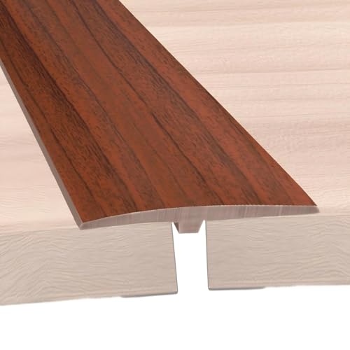 Perfil de Transición para Suelo - 5 cm x 3 m Perfil PVC Perfil Transición Suelo Desnivel Autoadhesivo, Perfil en T Listón de transición autoadhesivo, Listón Cubierta plana para juntas (Madera)