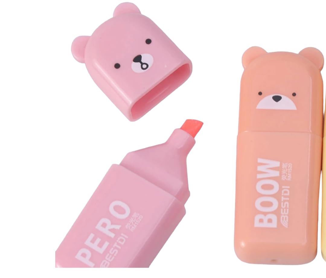 Teccyii Bear Highlighter Pens Kawaii Highlighters Cute Stationary Markers Pastel Pens Office School Supplies Chisel Tip Water Based Quick Dry Notes - Image 4