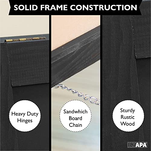 Ilyapa Wooden A-Frame Chalkboard Sign With Eraser - 40 X 20 Inch Magnetic Sidewalk Menu Board – Sturdy Freestanding Black Sandwich Sign Board Menu Display For Restaurant, Business, Or Weddings #TOP4