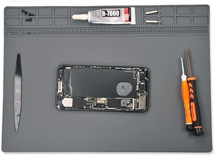 TE-613 13.8 x 9.8 inches (35 x 25 cm) No Magnetic, Super Convenient Work Mat, Insulated Working Mat, Silica Gel Solder Mat, Withstand High Temperature and Hot Air, Non-Toxic, Insulation Pad, Work Mat,