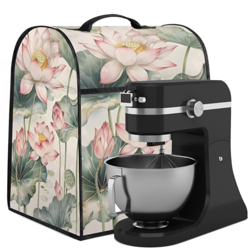 Coffee Maker Cover Watercolor Lotus Kitchen Appliance Covers Small Appliance Covers Blender Cover Juicer Cover Dust Covers for Kitchen Appliances with Top Handle and Pockets,Washable,B628
