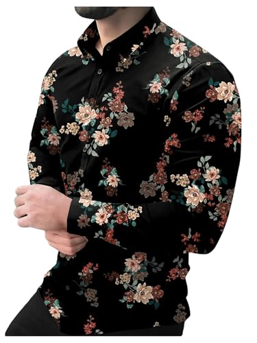 Amazon.com: VIPWOLF Men's Floral Dress Shirts Flower Graphic