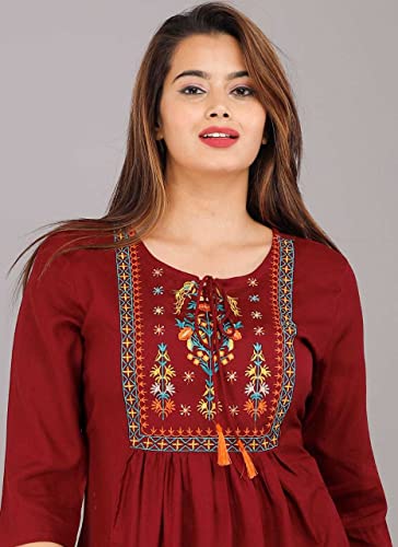 Image of Ganga febtex Women's Rayon Embroidered Short Kurti /Tops