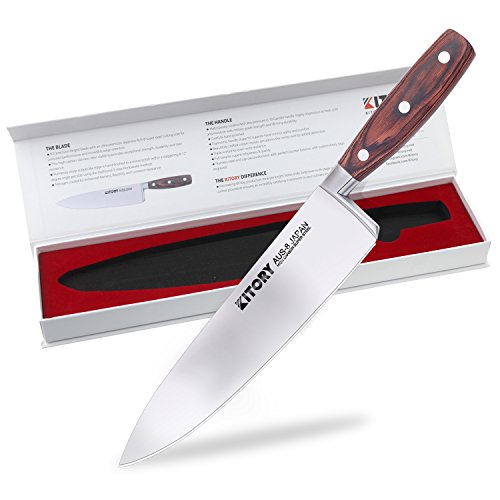 Kitory Chef's Knife 8.5 inch - Knight Series - Best Quality Japanese AUS-8 Super Stainless Steel-Razor Sharp, Superb Edge Retention, Stain & Corrosion Resistant (Wood)