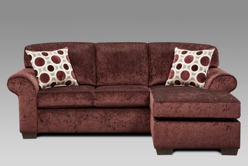 Roundhill Furniture Fabric Sectional Sofa with 2 Pillows, Prism Elderberry