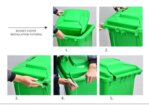 Cubo de basura verde de 30L con ruedas para exterior e interior 7
