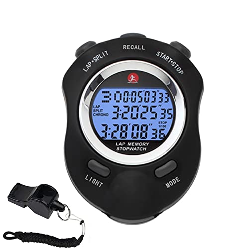 Rolilink Stopwatch, Stop Watch For Sports Stopwatch With Backlight 10 Lap Waterproof Stopwatches Timer For Sports And Competitions(Black) #TOP6