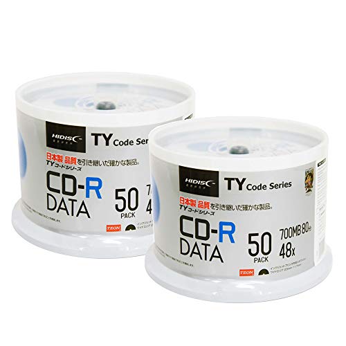 100 Spindle HiDisc CD-R 48X 700MB 80Min (Taiyo Yuden TY Code MID 97m24s01f) White Inkjet Hub Printable Blank Recordable Disc