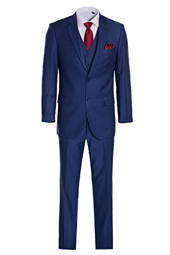 Men's Premium Modern Fit Pinstripe Suit - Many Colors (Blue Pinstripe, 42 Long)…