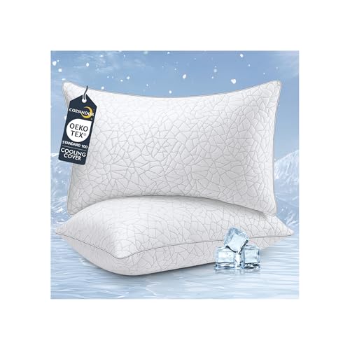 COZSINOOR Bed Pillows Queen Size - Premium Down Alternative Pillows Set of 2 for Side, Back, and Stomach Sleepers Cooling Hotel Quality Fluffy Soft Microfiber Fill Breathable Skin-Friendly