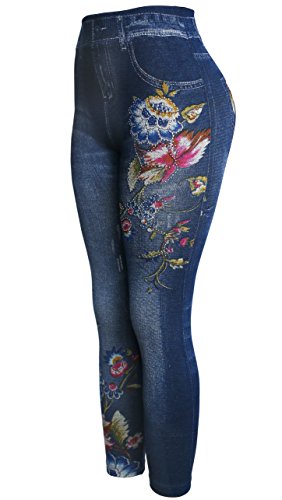 KMystic Women's Denim Print Fake Jeans Leggings2