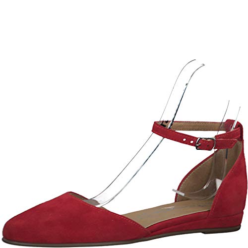 Tamaris Damen Riemchen-Ballerina Rot Leder 39