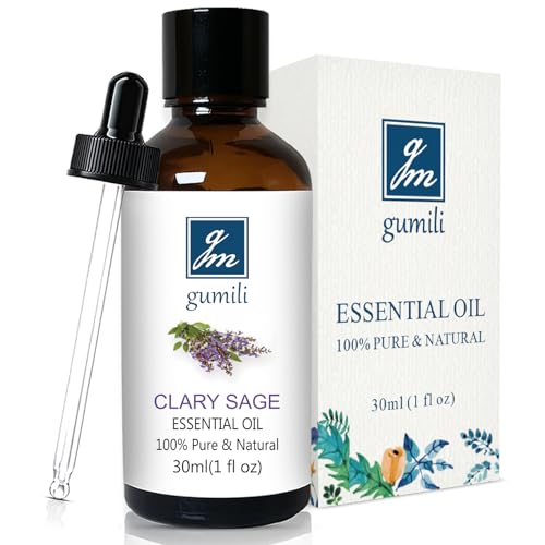 GM Gumili Clary Sage Essential Oil 1 oz-100% Pure & Undiluted Clary Sage Oil for Diffuser Skin Massage DIY