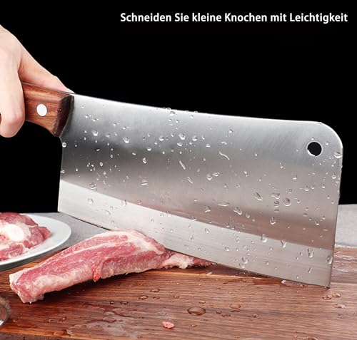 Kitory Feuille de Boucher 18 cm, Couperet Chinois Forgé, Acier Inoxydable 7Cr17MoV, Full Tang, Poignée Bois de Poirier Ergonomique, pour Viande et Os – vue 3