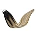 Produktbild LaaVoo Echthaar Tape on Extensions Seamless Remy Hair Extensions Tape in Haarverlangerung Schwarz zu Hellstes Braun und Platinblond 50GR/20PCS #1B/10/60 14 Zoll/35cm