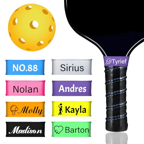 Jumaple Personalized Pickleball Paddle Name Bands - Custom Silicone Band for Grip on Racket, Racquetball - DIY Accessories Gifts for Pickleball Lovers