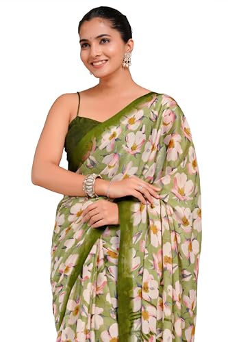 Image of MIRCHI FASHION Women Saree | Chiffon Floral Printed Lightweight Office Wear Sari with Blouse