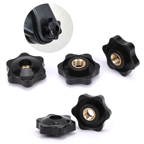 Image of MOZEAT LENS 20 Pack 1 /4-20 Knob 6 Star Knobs 1 /4 Inch 20 Female Threaded Hexagon Head Thru Knob Clamping Knobs Jig Knobs T Track Bolts, Black, 554350 3 VNKWeQdRd