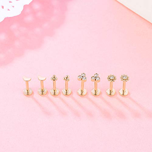 Gnoliew 16G 316L Stainless Steel Labret Monroe Lip Ring Studs Cartilage Helix Tragus Conch Daith Nose Piercing Jewelry. (A5,8Mmpost) #TOP3
