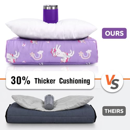Image of Primlect Toddler Nap Mat with Pillow, Thickened Extra Large Sleeping Bag | 55''x35'' Sleeping Mat with Blanket, Washable, Roll up, Perfect for Daycare, Preschool, Kindergarten, Girls, Unicorn