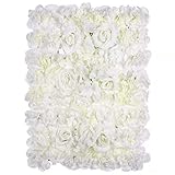 OWERPOG Artificial Flower Wall Background, Flower Wall Panel 3D -24X16-inch-used for Wedding, Stage, Church Wall, Indoor and Outdoor Decoration (White)