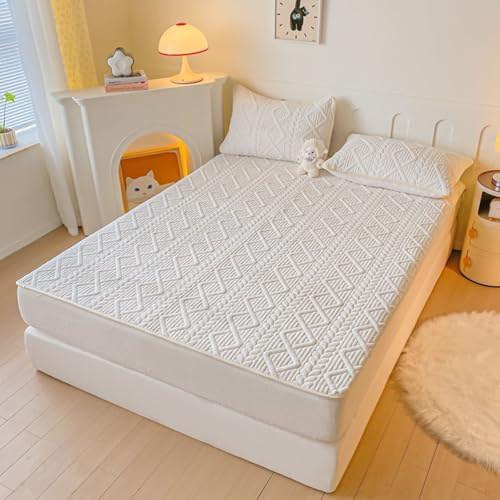 KnSam Funda de cama con 2 fundas de almohada de 150 x 200 cm, juego de 3 piezas, faldón para cama con somier y cama de agua