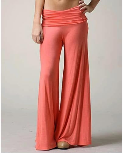 Fold Over Pants Women Y2K Flared Sweatpants Wide Leg Plisse Yoga Pants Foldover Casual Stretchy Lounge Pants - Image 5