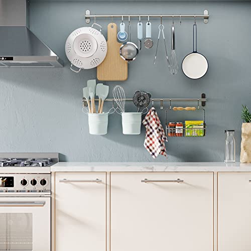 Wallniture Lyon 31.5" Wall Mount Kitchen Utensil Holder With 10 S Hooks For Hanging Pots And Pans Set Of 2 #TOP1