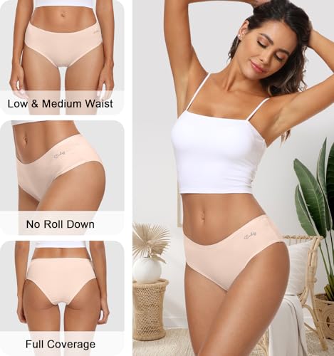 Image of coskefy Womens Underwear Cotton Hipster Panties Soft Stretch Ladies Cheeky Bikini Briefs 4 Pack