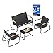SONGMICS Gartenmöbel-Set, Balkonmöbel, 2 Schaukelstühle mit Tisch, Gartenbank, Stahl, Terrassenmöbel, mit Armlehnen, atmungsaktives Kunstfasergewebe, Terrasse, Balkon, Garten, tintenschwarz GGF0028B01