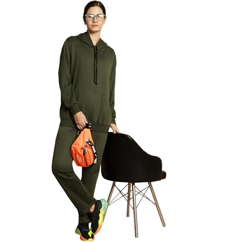 Image of Mack Jonney Solid Hooded Cotton Fleece tracksuit Co-Ord Set for Women-MACK32729