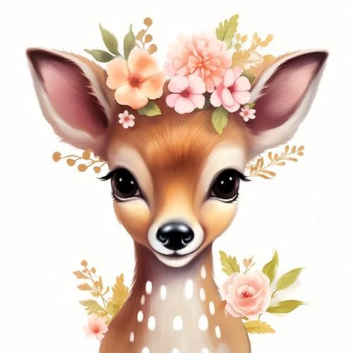 Picmondoo Diamond Painting Mini – Kit complet avec strass et revêtement irisé – Œuvre d'art DIY pour adultes et enfants (Bambi Babsy)