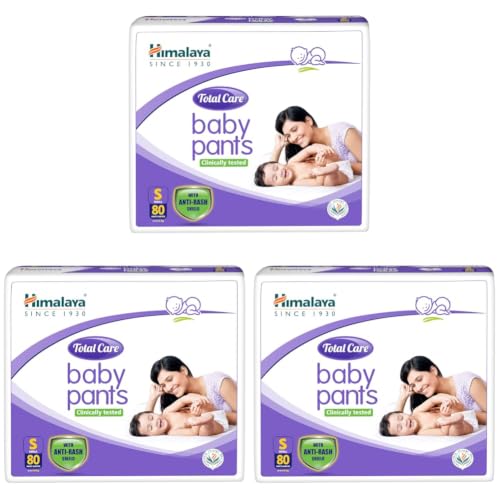 Image of Himalaya Total Care Baby Pants Diapers, Small, 80 Count, Upto 4-8 kg, White, S (Pack of 3)