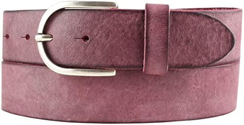 BELTINGER Damen-Gürtel aus weichem Vollrindleder Vintage-Look 4 cm | Jeans-Gürtel für Damen 40mm | Ledergürtel Used-Look | Bordeaux 80cm Cover