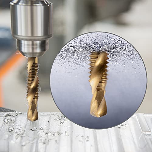 Hidotol Titanium Combination Drill And Tap Bits Set, 6 Pc Sae Screw Taps, 3-In-1 Bit Tool For Drilling, Tapping And Countersinking #TOP5