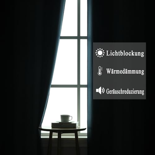 VEHEDE Farbverlauf Verdunklungsvorhänge Gardinen mit Ösen Wohnzimmer 229cm Hoch, Ombre Vorhänge Blickdicht Thermogardine Kälteschutz warm… – Ansicht 3