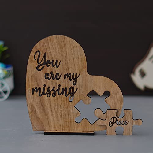 eCraftIndia Brown Wooden Heart Shaped You are My Missing Piece Va...