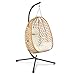 LEX CRAFT Egg Chair with Stand, Patio Wicker Hanging Chair, Hammock Swing Chair, 350LBS Capacity for Bedroom, Balcony, Garden (YE-BE)