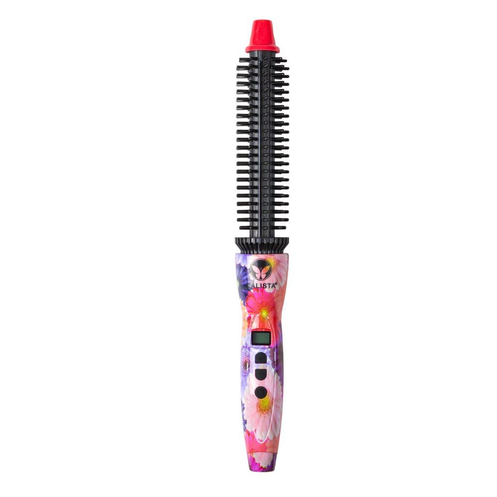 CALISTA Perfecter Pro Heated Round Brush | Curl, Volumize, and Style with No Heat Damage for Healthier Hair | 0.75" for Short to Medium Length Hair | Dual Voltage & Adjustable Temp (Daisy Bloom, 0.75)