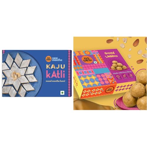 Image of GO DESi Classic Kaju Katli 200 grams & Atta Gond Laddu 200 grams Combo