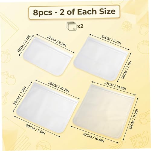 Bolsas reutilizables para refrigerios y congelador con cierre hermético pack de 8 4