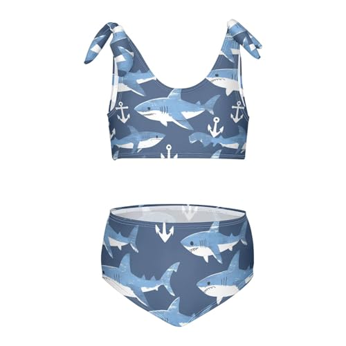 Wusikd Sharks Girls Swimsuits Two Piece White Anchors Swimwear Bikini Set for for Girls Size 3T