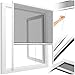 tectake® Mosquitera Ventana Ajustable, Malla Mosquitera Enrollable, Red Antimosquitos Ventana, Estructura de Aluminio, Instalación Fácil Interior/Exterior - 90 x 160 cm Blanco