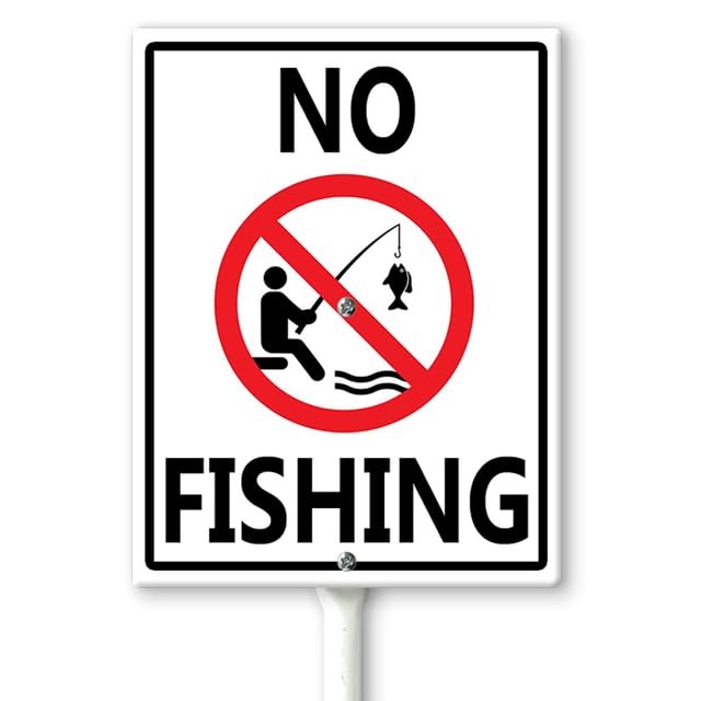 Horienteeon No Fishing Yard Sign with Stakes 20×30cm, Sturdy Aluminum Lawn Signs, No Fishing Signs for Fish Pond River Lawn, Private Property Sign, Warning Signs for Property — image 1