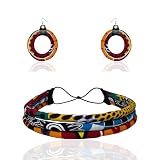 Kente nyama African Print Headband and Earrings Set for Women, Ankara Fabric Hoop Earrings & Adjustable Head Wrap Headband, Lightweight Afrocentric Hair Accessories for Festivals, Juneteenth Gifts