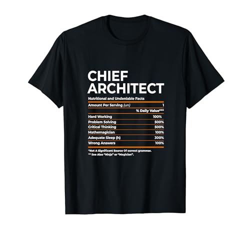 Nutritional Facts Chief Architect Job Title T-Shirt