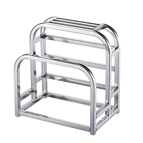 KLKVTGWGZK Stainless Steel Cutting Board Rack, Knife Rack, Cutting Board Rack, Knife Rack, Kitchen Rack, Cutting Board Rack Wall-Mounted Kitchen Rack(Stainless Steel)
