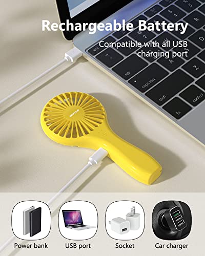 Tripole Mini Handheld Fan Battery Operated Small Personal Portable Fan Speed Adjustable Usb Rechargeable Fan For Kids Girls Women Men Home Office Indoor Outdoor Travelling, Yellow #TOP3
