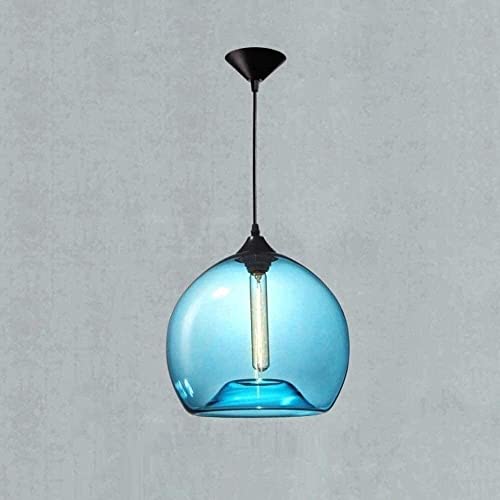 Lustre boule de verre industriel moderne rétro couleur bleue suspension en verre lampe suspendue nordique pour chambre salle à manger hôtel Restaurant...