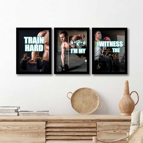 Image of kotart Quotes Frames - Motivational /Inspirational Gym Quotes Framed Wall Posters with Frame - Wall Posters for Room - Gym Wall Posters Set of 3 (Art 4, 13x17 inch)